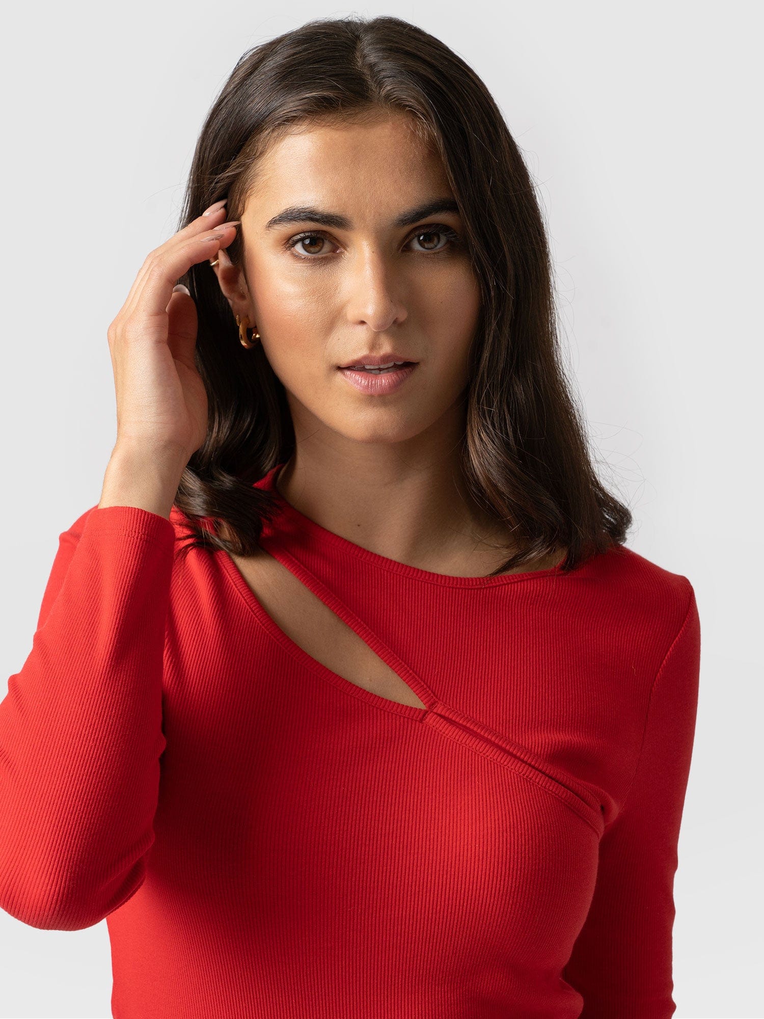 Reveal Tee Long Sleeve Red - Women's T-shirts | Saint + Sofia® UK